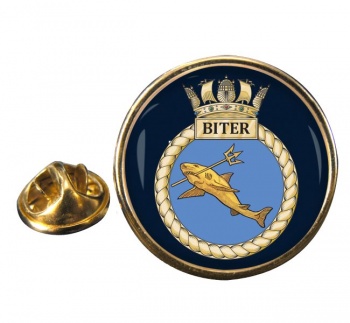 HMS Biter (Royal Navy) Round Pin Badge