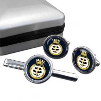 HMS Blackwater (Royal Navy) Round Cufflink and Tie Clip Set