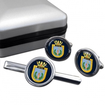 HMS Broke (Royal Navy) Round Cufflink and Tie Clip Set