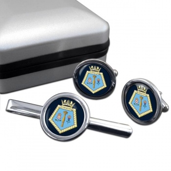 HMS Caroline (Royal Navy) Round Cufflink and Tie Clip Set