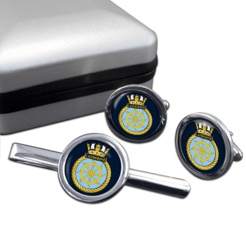 HMS Catherine (Royal Navy) Round Cufflink and Tie Clip Set