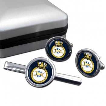 HMS Catterick (Royal Navy) Round Cufflink and Tie Clip Set