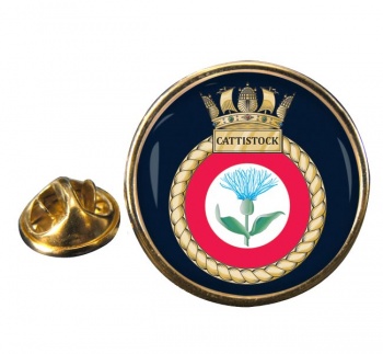 HMS Cattistock (Royal Navy) Round Pin Badge