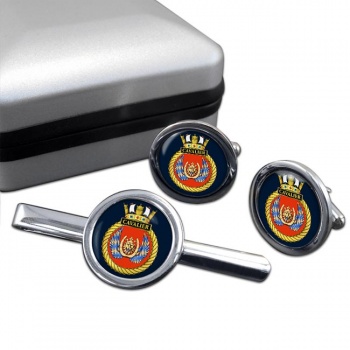 HMS Cavalier (Royal Navy) Round Cufflink and Tie Clip Set