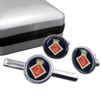 HMS Dalriada (Royal Navy) Round Cufflink and Tie Clip Set