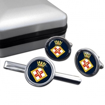 HMS Fernie (Royal Navy) Round Cufflink and Tie Clip Set