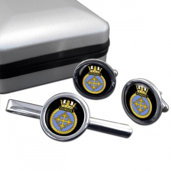 HMS Florizel (Royal Navy) Round Cufflink and Tie Clip Set