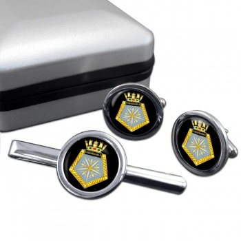 HMS Formidable (Royal Navy) Round Cufflink and Tie Clip Set