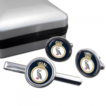 HMS Liverpool (Royal Navy) Round Cufflink and Tie Clip Set