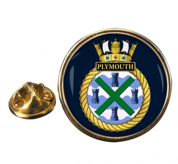 HMS Plymouth (Royal Navy) Round Pin Badge