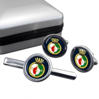 HMS Queen Elizabeth (Royal Navy) Round Cufflink and Tie Clip Set