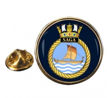 HMS Saga (Royal Navy) Round Pin Badge