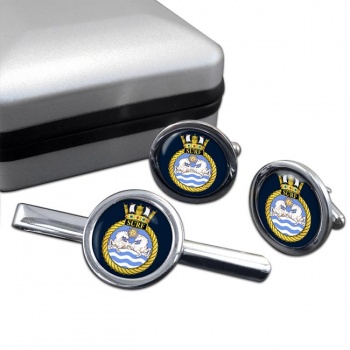 HMS Surf (Royal Navy) Round Cufflink and Tie Clip Set