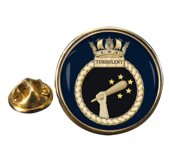 HMS Turbulant (Royal Navy) Round Pin Badge