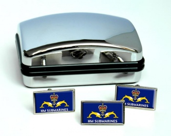 Royal Navy Submarine Service Rectangle Cufflink and Tie Pin Set