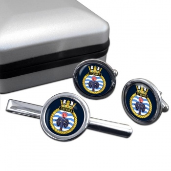 HMS Ulysses (Royal Navy) Round Cufflink and Tie Clip Set