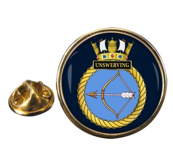HMS Unswerving (Royal Navy) Round Pin Badge
