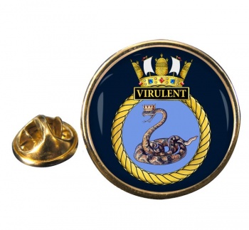 HMS Virulent (Royal Navy) Round Pin Badge