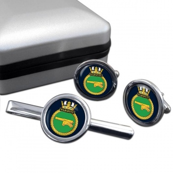 HMS Warspite (Royal Navy) Round Cufflink and Tie Clip Set