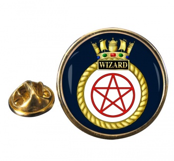 HMS Wizard (Royal Navy) Round Pin Badge