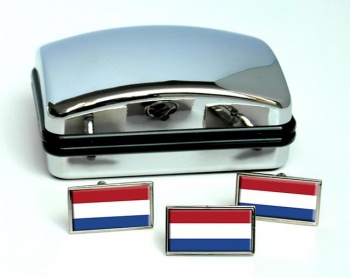 Netherlands Nederland Flag Cufflink and Tie Pin Set