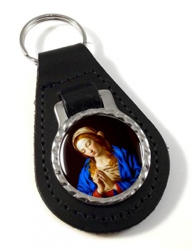 Blessed Virgin Mary Leather Key Fob