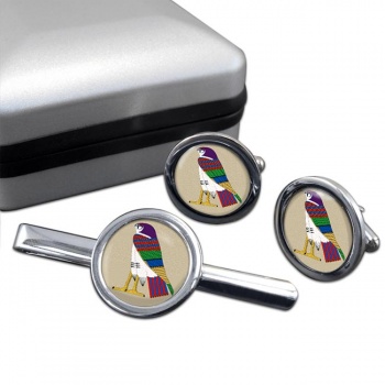 Horus God of the Sky Round Cufflink and Tie Clip Set