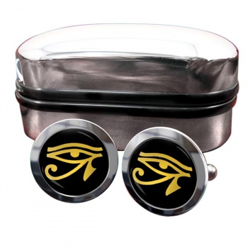 Eye of Horus Gold Round Cufflinks