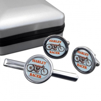 Harley Racer Cufflink and Tie Clip Set