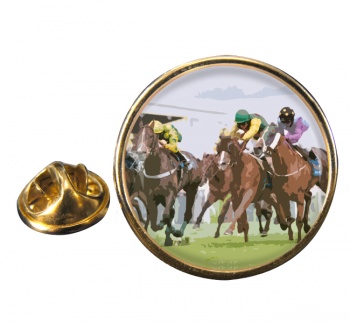 Horse Racing Round Pin Badge