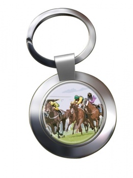 Horse Racing Chrome Key Ring