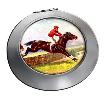 Horse Racing over Hurdles Chrome Mirror