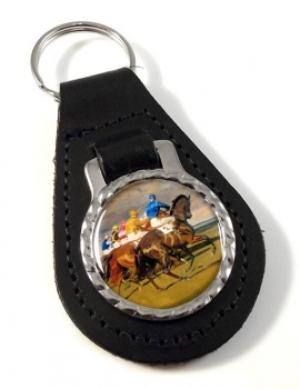 Horse Racing The Start Leather Key Fob