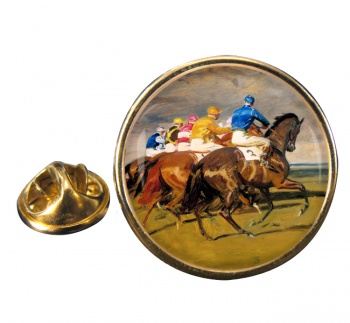 Horse Racing The Start Round Pin Badge