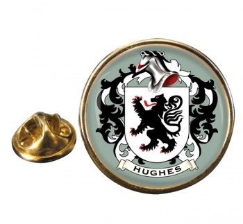 Hughes Coat of Arms Round Pin Badge