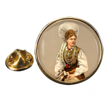 A Hungarian Woman Round Pin Badge