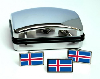 Iceland Island Flag Cufflink and Tie Pin Set