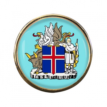 Skjaldarmerki Islands (Iceland) Round Pin Badge