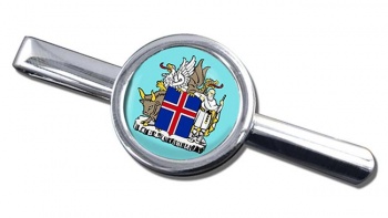 Skjaldarmerki Islands (Iceland) Round Tie Clip