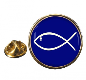 Jesus Fish Ichthys Round Pin Badge