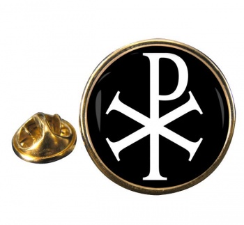 Chi-Rho Chrismon Round Pin Badge