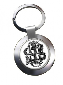 Christogram Entwined Leather Chrome Key Ring