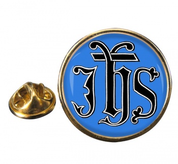 Christogram IHS Gothic Round Pin Badge