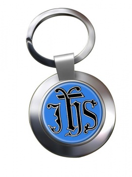 Christogram IHS Gothic Leather Chrome Key Ring