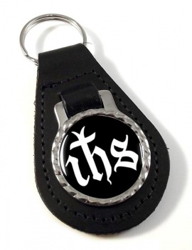 Monogram of Jesus Leather Key Fob