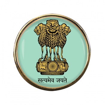 India Crest Round Pin Badge
