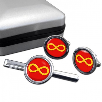 Infinity Symbol Yellow Round Cufflink and Tie Clip Set