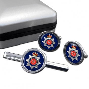 Isle of Man Constabulary Round Cufflink and Tie Clip Set