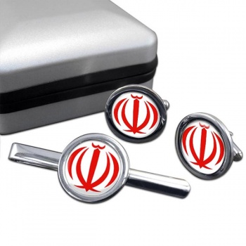 Iran Round Cufflink and Tie Clip Set