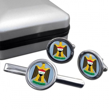 Iraq Round Cufflink and Tie Clip Set